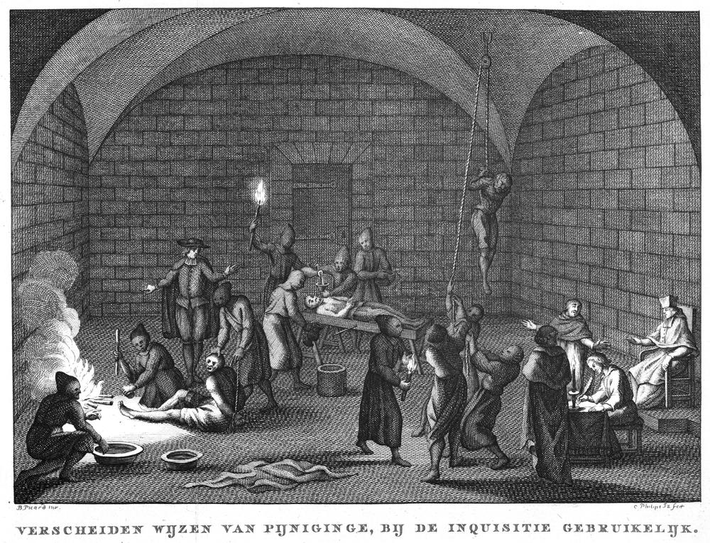 In a basement vault, torture is carried out by the Inquisition.
