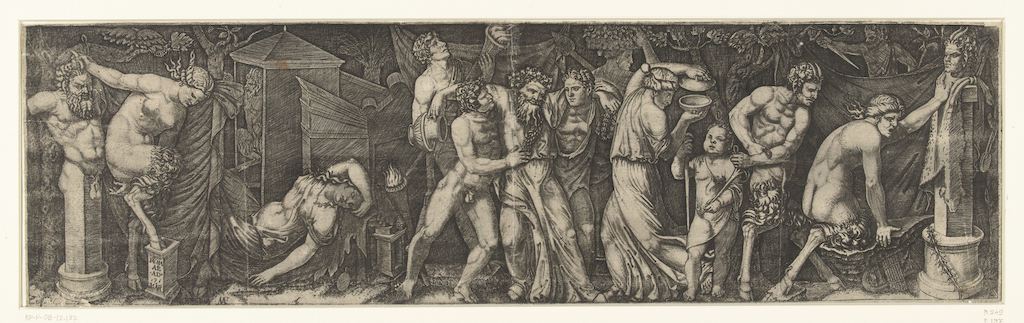 Bacchanal with a Drunken Bacchus, and Satyrs and Maenads