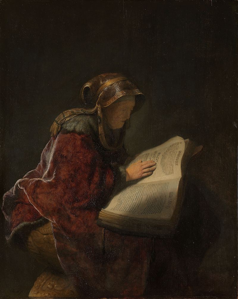 Old women reading, painting.